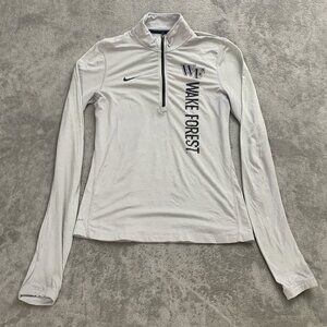Nike Sweatshirt Mens Small Wake Forest 1/4 Zip Sweater Gray Stretch Pullover WF